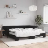 fekete kihúzható bársony heverő matraccal 100 x 200 cm