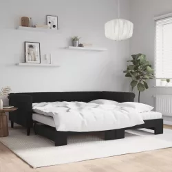 fekete kihúzható bársony heverő matraccal 100 x 200 cm