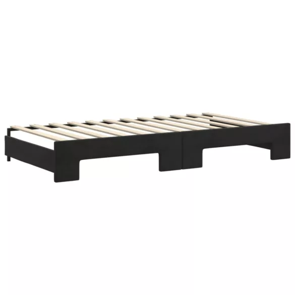 fekete kihúzható bársony heverő matraccal 100 x 200 cm