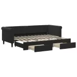 fekete kihúzható bársony heverő fiókkal 80 x 200 cm