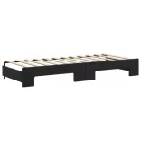 fekete kihúzható bársony heverő fiókkal 80 x 200 cm