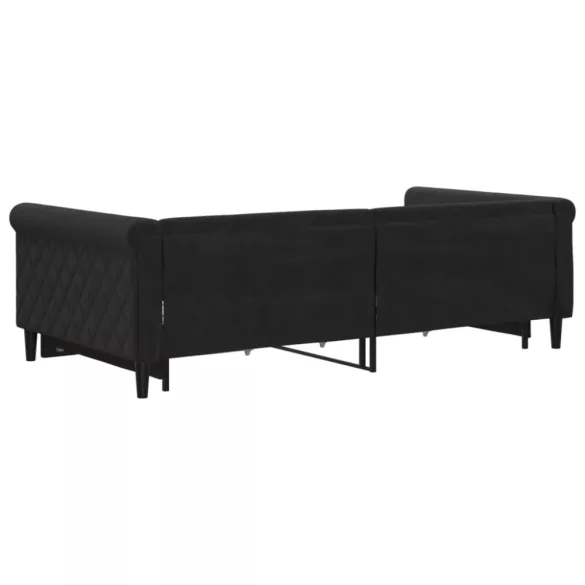 fekete kihúzható bársony heverő fiókkal 100 x 200 cm