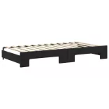 fekete kihúzható bársony heverő fiókkal 100 x 200 cm