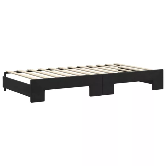 fekete kihúzható bársony heverő fiókkal 100 x 200 cm