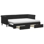 fekete kihúzható bársony heverő fiókkal 80 x 200 cm