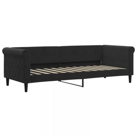 fekete kihúzható bársony heverő fiókkal 80 x 200 cm