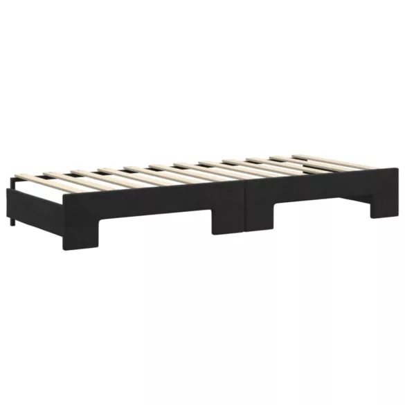 fekete kihúzható bársony heverő fiókkal 80 x 200 cm