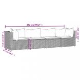 4 részes fekete polyrattan kerti ülőgarnitúra párnákkal