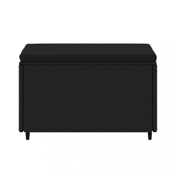 fekete polyrattan kerti lábtartó párnával