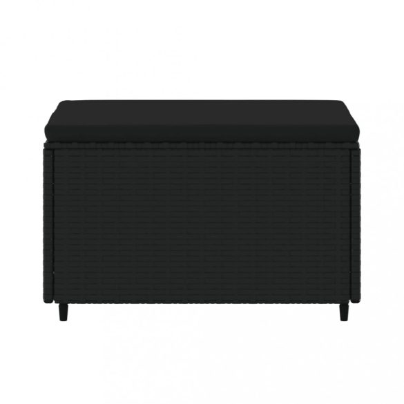 2 db fekete polyrattan kerti lábtartó párnákkal