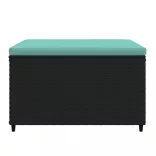 fekete polyrattan kerti lábtartó párnával