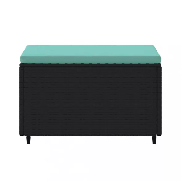 fekete polyrattan kerti lábtartó párnával