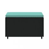 2 db fekete polyrattan kerti lábtartó párnákkal