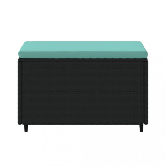 2 db fekete polyrattan kerti lábtartó párnákkal