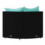 2 db fekete polyrattan kerti sarokkanapé párnákkal