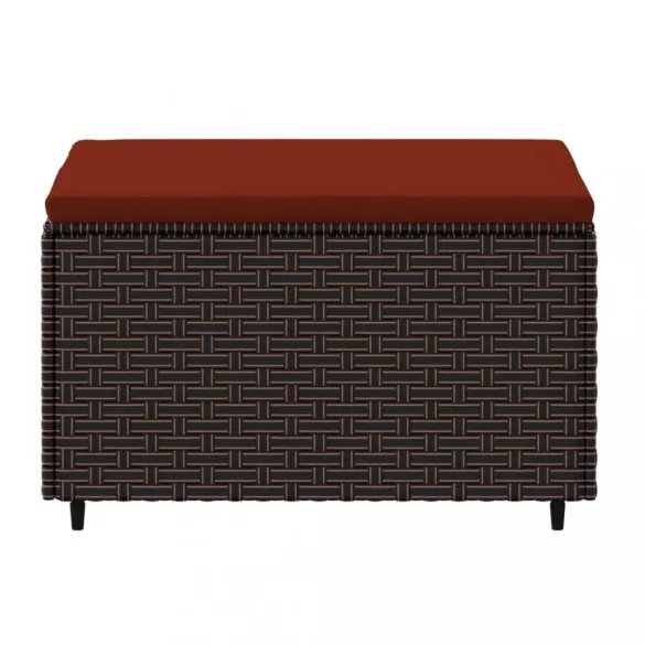 barna polyrattan kerti lábtartó párnával