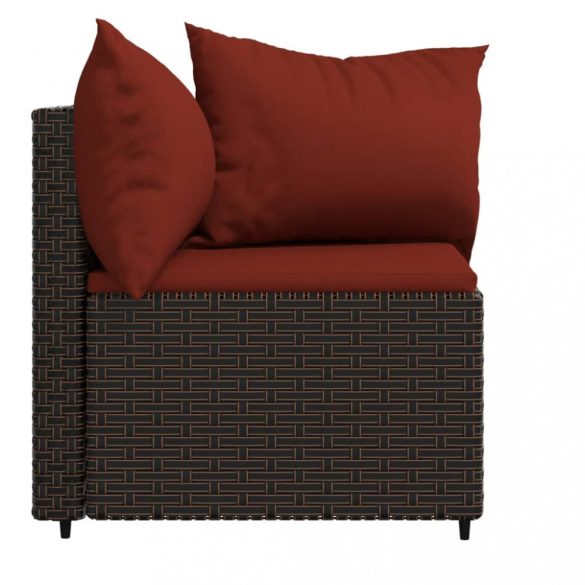 2 db barna polyrattan kerti sarokkanapé párnákkal