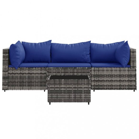 4 részes szürke polyrattan kerti ülőgarnitúra párnákkal