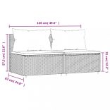 2 db szürke polyrattan kerti középső kanapé párnákkal