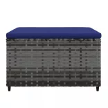 szürke polyrattan kerti lábtartó párnával