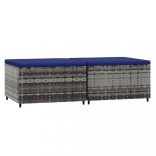 2 db szürke polyrattan kerti lábtartó párnával