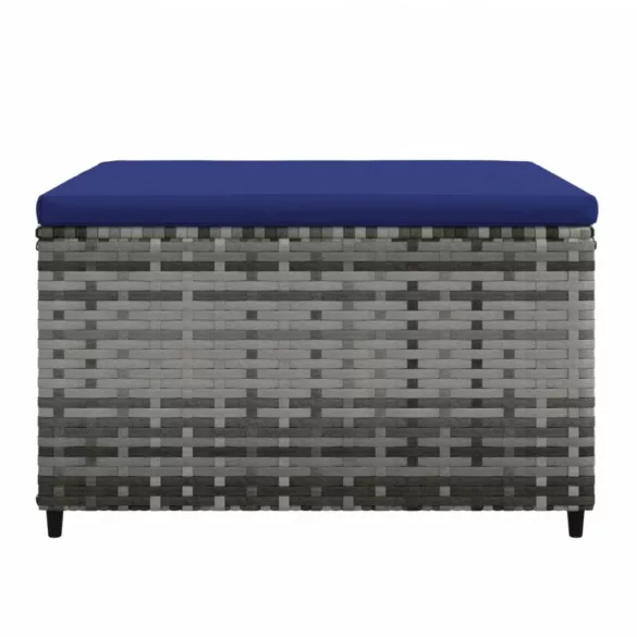 2 db szürke polyrattan kerti lábtartó párnával