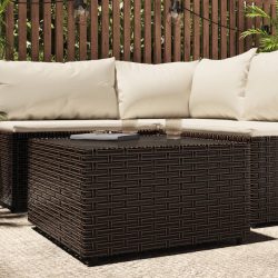   barna polyrattan négyzet alakú kerti dohányzóasztal 50x50x30 cm