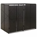 fekete polyrattan dupla kerekeskuka tárolófészer 140x80x117 cm