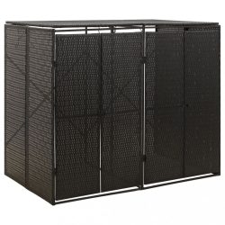   fekete polyrattan dupla kerekeskuka tárolófészer 140x80x117 cm