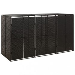   fekete polyrattan hármas kerekeskuka tárolófészer 207x80x117 cm