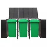 fekete polyrattan hármas kerekeskuka tárolófészer 207x80x117 cm