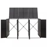 fekete polyrattan hármas kerekeskuka tárolófészer 207x80x117 cm