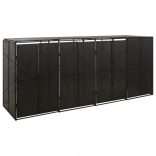 fekete polyrattan négyes kerekeskuka tárolófészer 274x80x117 cm