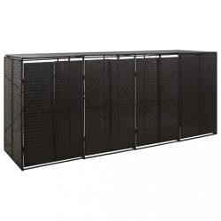   fekete polyrattan négyes kerekeskuka tárolófészer 274x80x117 cm