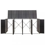 fekete polyrattan négyes kerekeskuka tárolófészer 274x80x117 cm