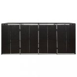 fekete polyrattan négyes kerekeskuka tárolófészer 274x80x117 cm