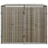 szürke polyrattan dupla kerekeskuka tárolófészer 140x80x117 cm