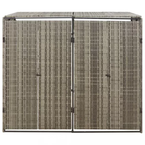 szürke polyrattan dupla kerekeskuka tárolófészer 140x80x117 cm