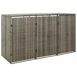   szürke polyrattan hármas kerekeskuka tárolófészer 207x80x117 cm