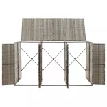 szürke polyrattan hármas kerekeskuka tárolófészer 207x80x117 cm