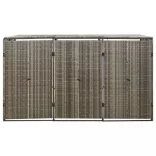 szürke polyrattan hármas kerekeskuka tárolófészer 207x80x117 cm