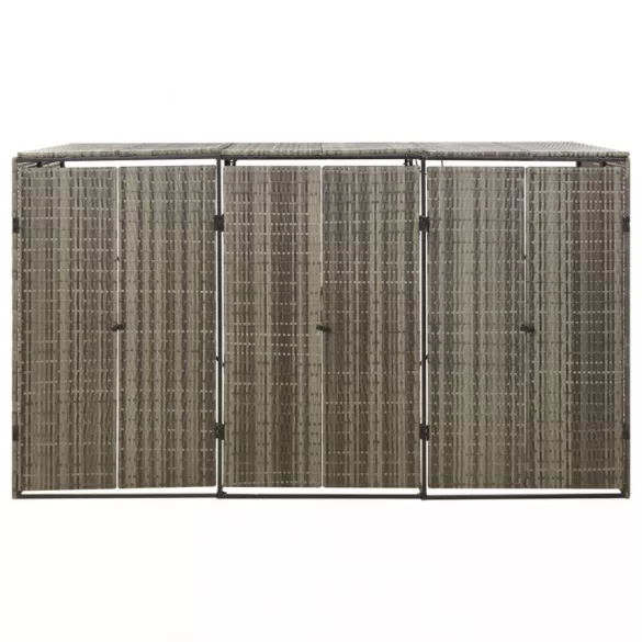 szürke polyrattan hármas kerekeskuka tárolófészer 207x80x117 cm