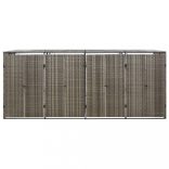 szürke polyrattan négyes kerekeskuka tárolófészer 274x80x117 cm