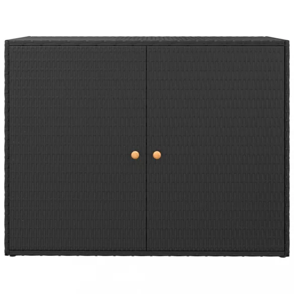 fekete polyrattan kerti tárolószekrény 100 x 55,5 x 80 cm