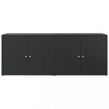 fekete polyrattan kerti tárolószekrény 198 x 55,5 x 80 cm