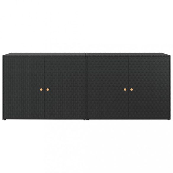 fekete polyrattan kerti tárolószekrény 198 x 55,5 x 80 cm