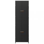 fekete polyrattan kerti tárolószekrény 59 x 40 x 180 cm