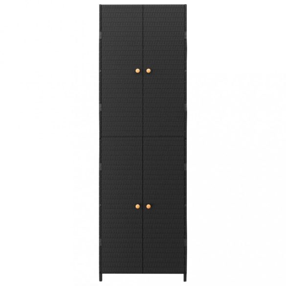 fekete polyrattan kerti tárolószekrény 59 x 40 x 180 cm