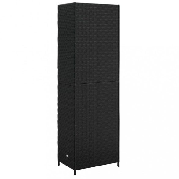fekete polyrattan kerti tárolószekrény 59 x 40 x 180 cm