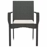 2 db fekete polyrattan kerti szék párnával